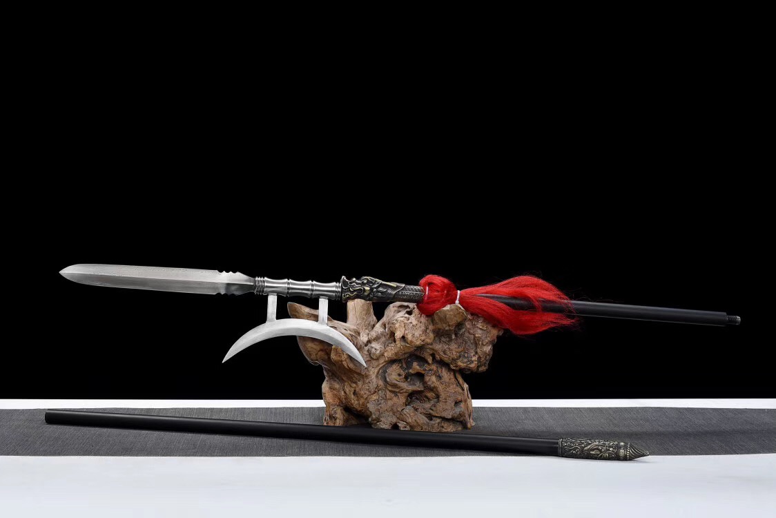 Damascus Steel OneSided Halberd Chinese Wushu Long Weapons