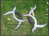 Damasucus Steel Wushu Double Deer Horns Zi Wu Yuan Yang Yue Bagua Yue
