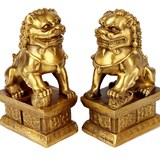 Chinese Brass Statue Foo Dogs Lions(Pair)