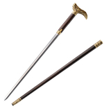 Combat Crutch Swords Chinese Sabers with Brass Head Grip Walking Stick Swords